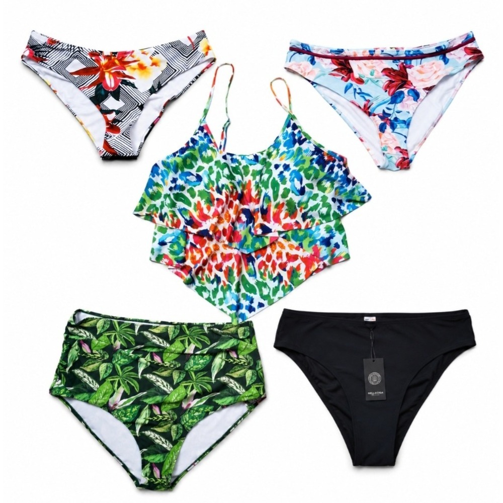 5pc Swimwear Bundle 2X‎ Ruffle Top Cupshe Relleciga Floral Bottoms NEW